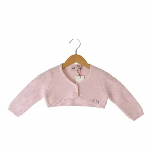 Golfino abbottonato a punto legaccio ROSA